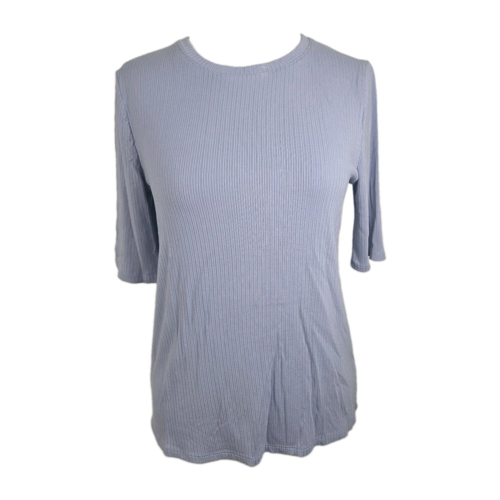 Splendid Women's Large Blue Half Sleeve Ribbed T-shirt Top Rayon